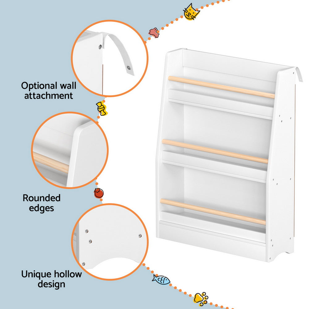 Keezi 3-Tier Kids Bookshelf Organizer - Safe and Stylish Storage for Children's Books and Toys