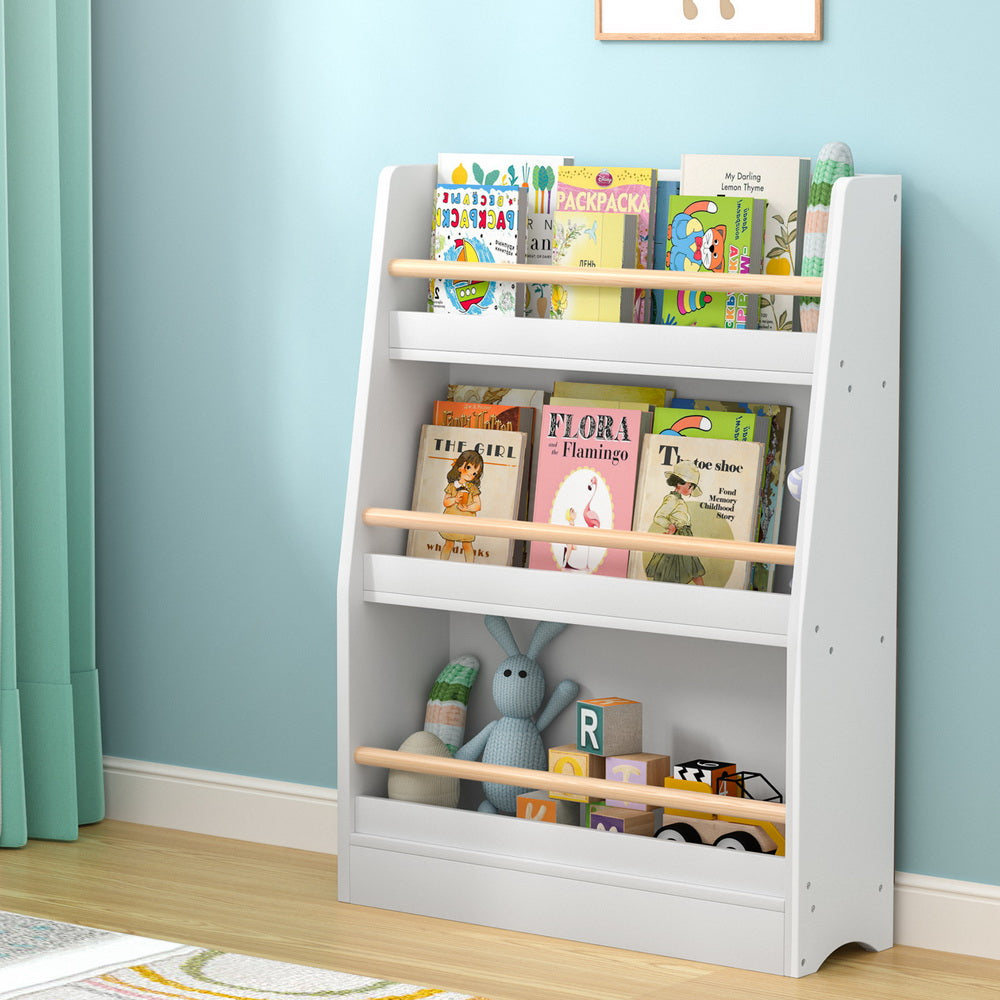 Keezi 3-Tier Kids Bookshelf Organizer - Safe and Stylish Storage for Children's Books and Toys