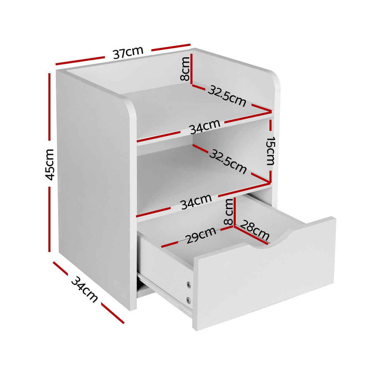Artiss 2X Bedside Table 1 Drawer with Shelf - FARA White