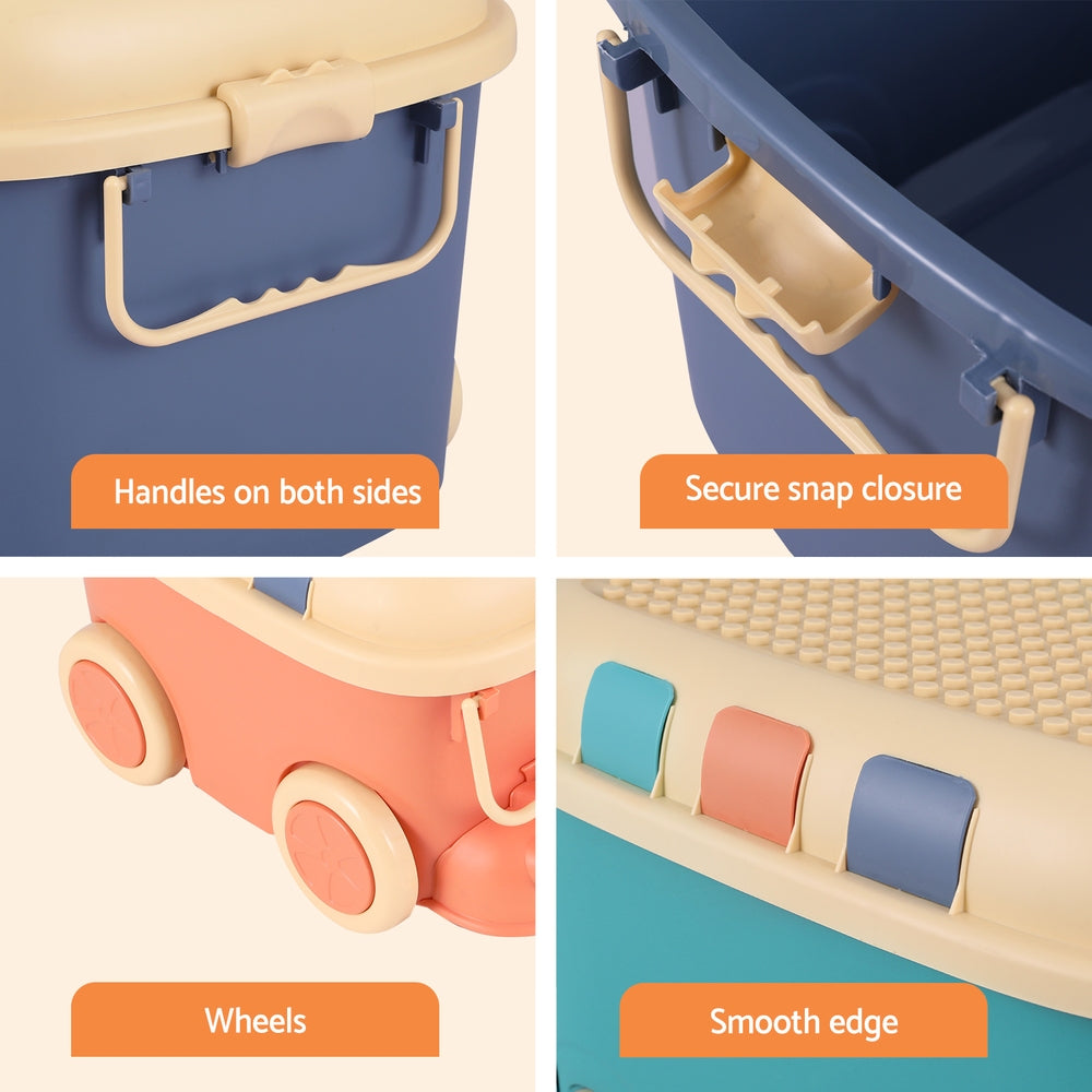 Keezi 3-Piece Car-Themed Toy Storage Set for Kids - Fun Organiser with Snack Box Options