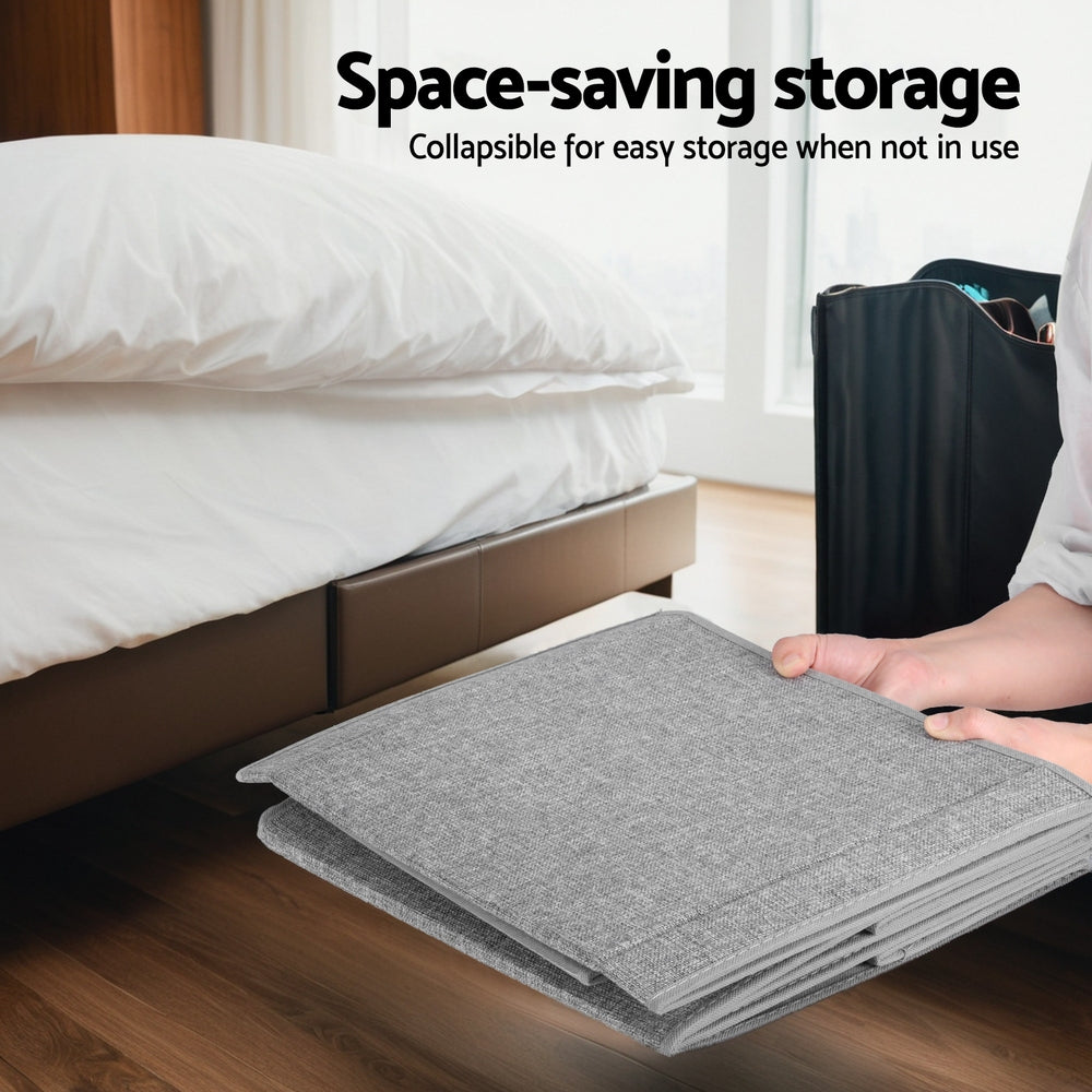 Keezi Foldable Grey Toy Storage Chest with Flip-Top Lid and Organizer Bins