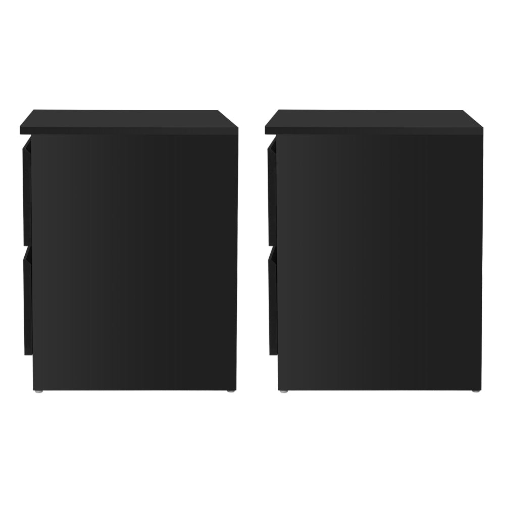 Artiss 2x Bedside Table 2 Drawers - PEPE Black