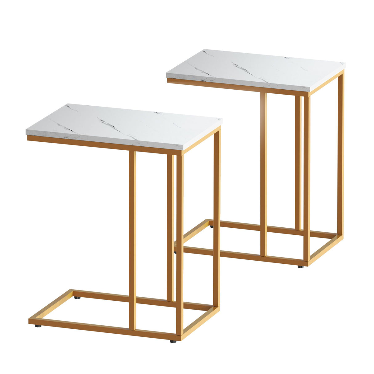 Artiss C Shaped End Table Set of 2 Coffee Table Side Table White & Gold