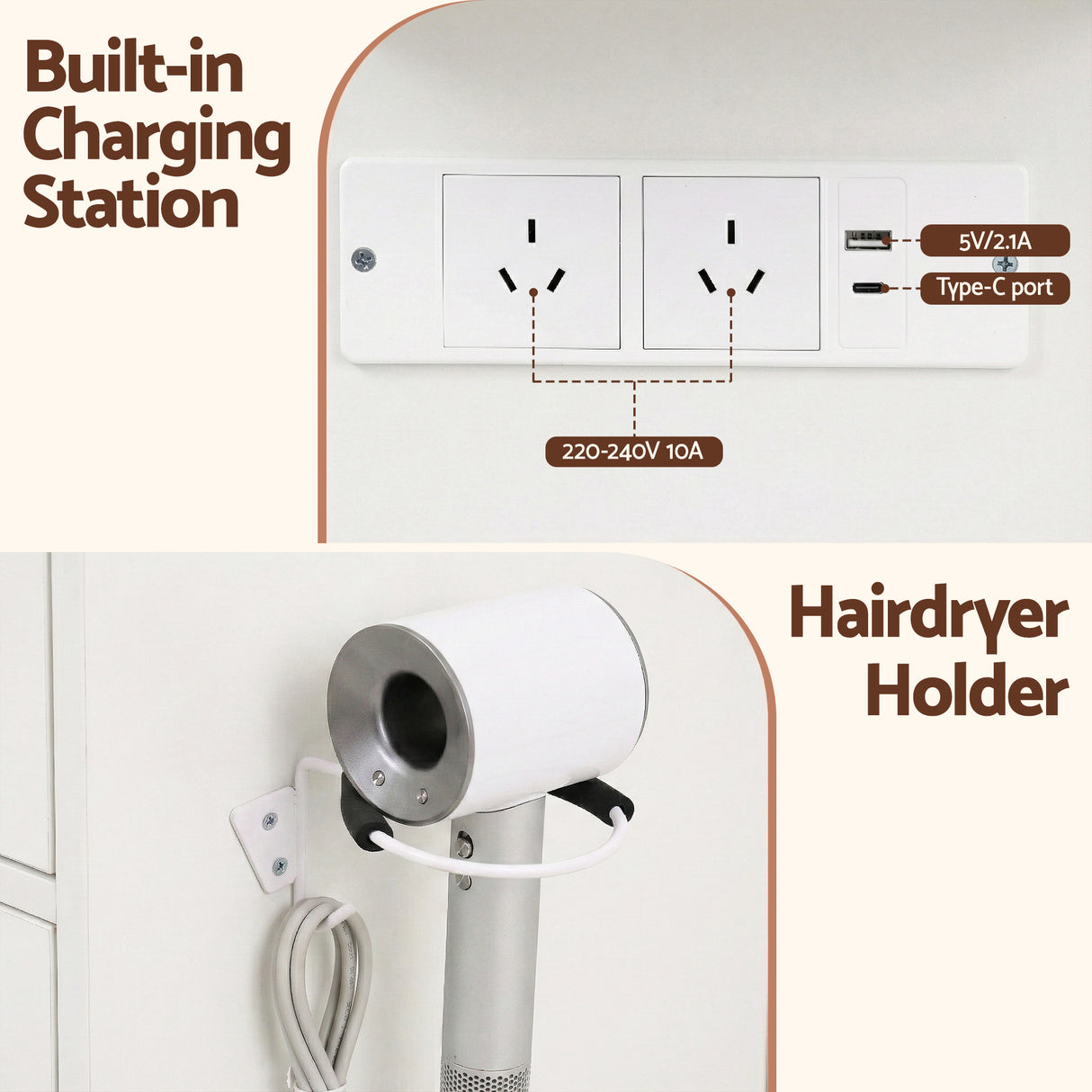 Artiss Dressing Table Vanity Desk Set Stool LED Bulbs White