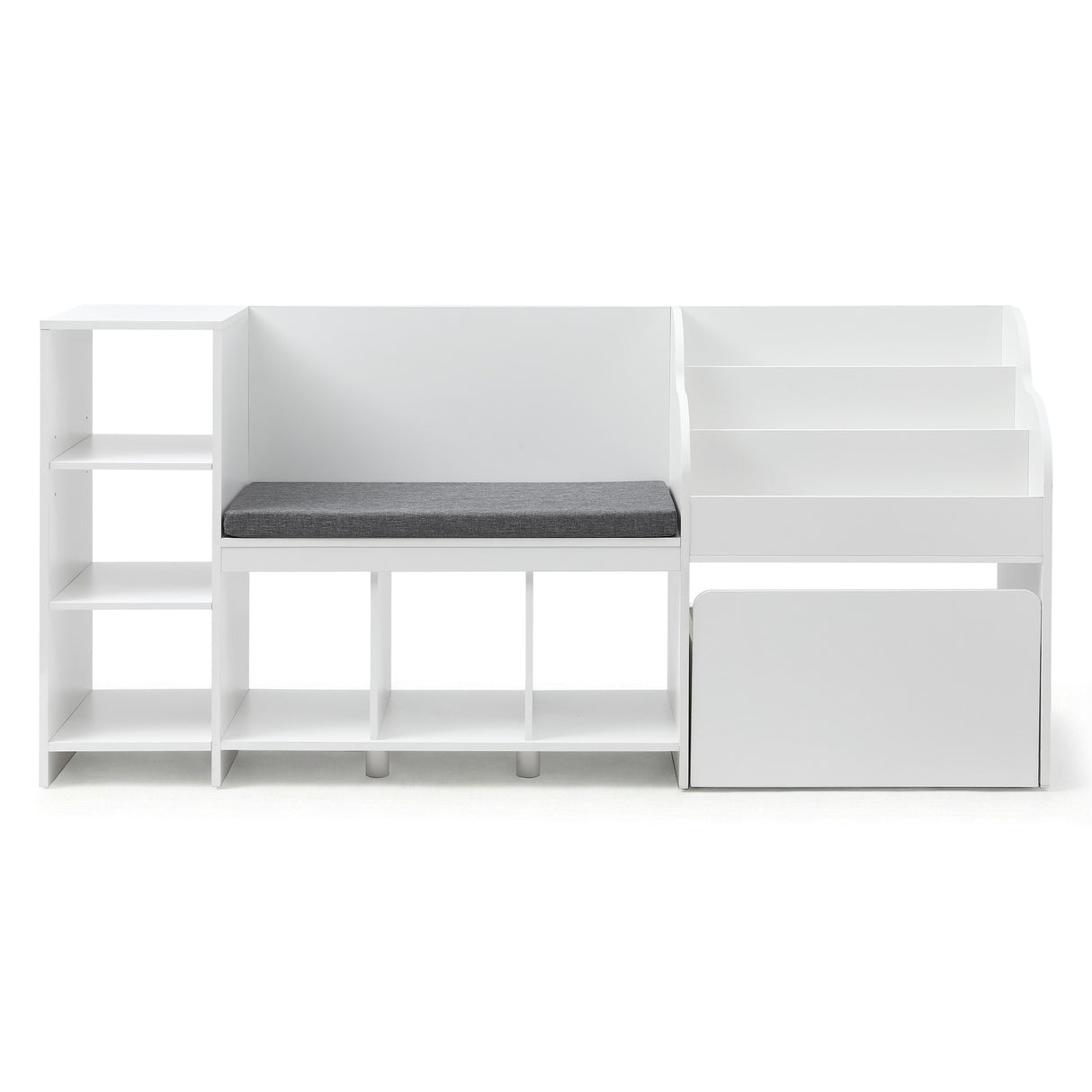 Keezi Kids Storage Unit Bookshelf Toy Box Organiser Bench Seat Cabinet 170cm White