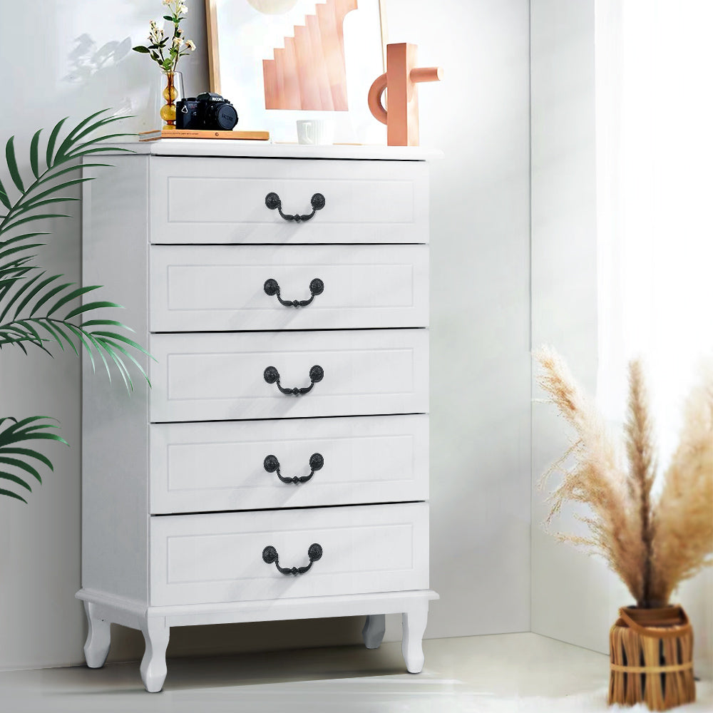 Artiss 5 Chest of Drawers - KUBI White