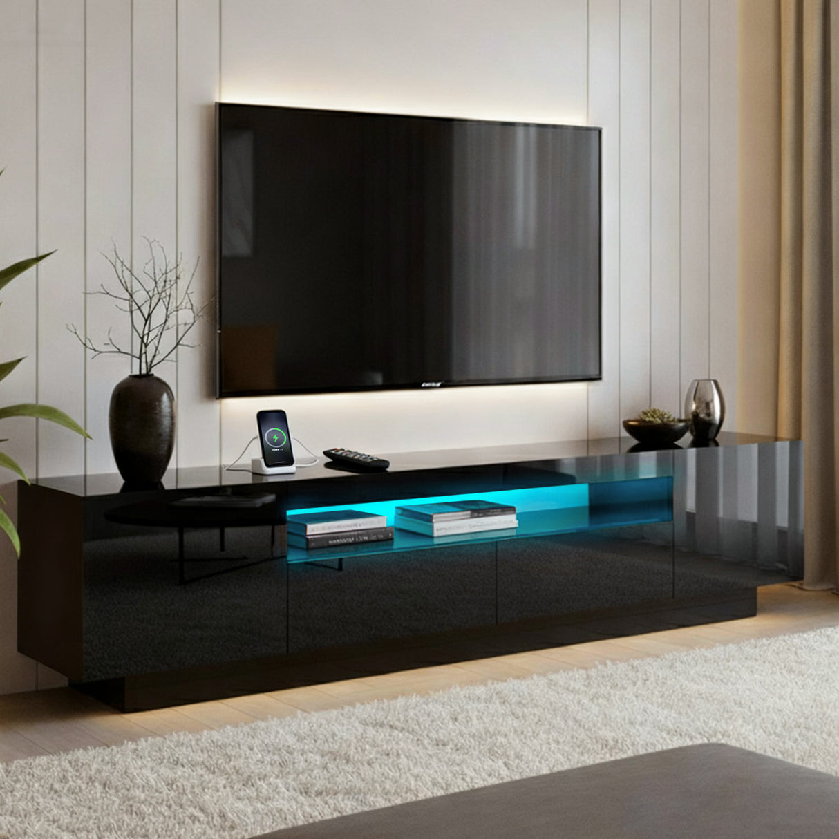 Artiss TV Unit Entertainment Unit Storage Drawer RGB LED 180cm Black