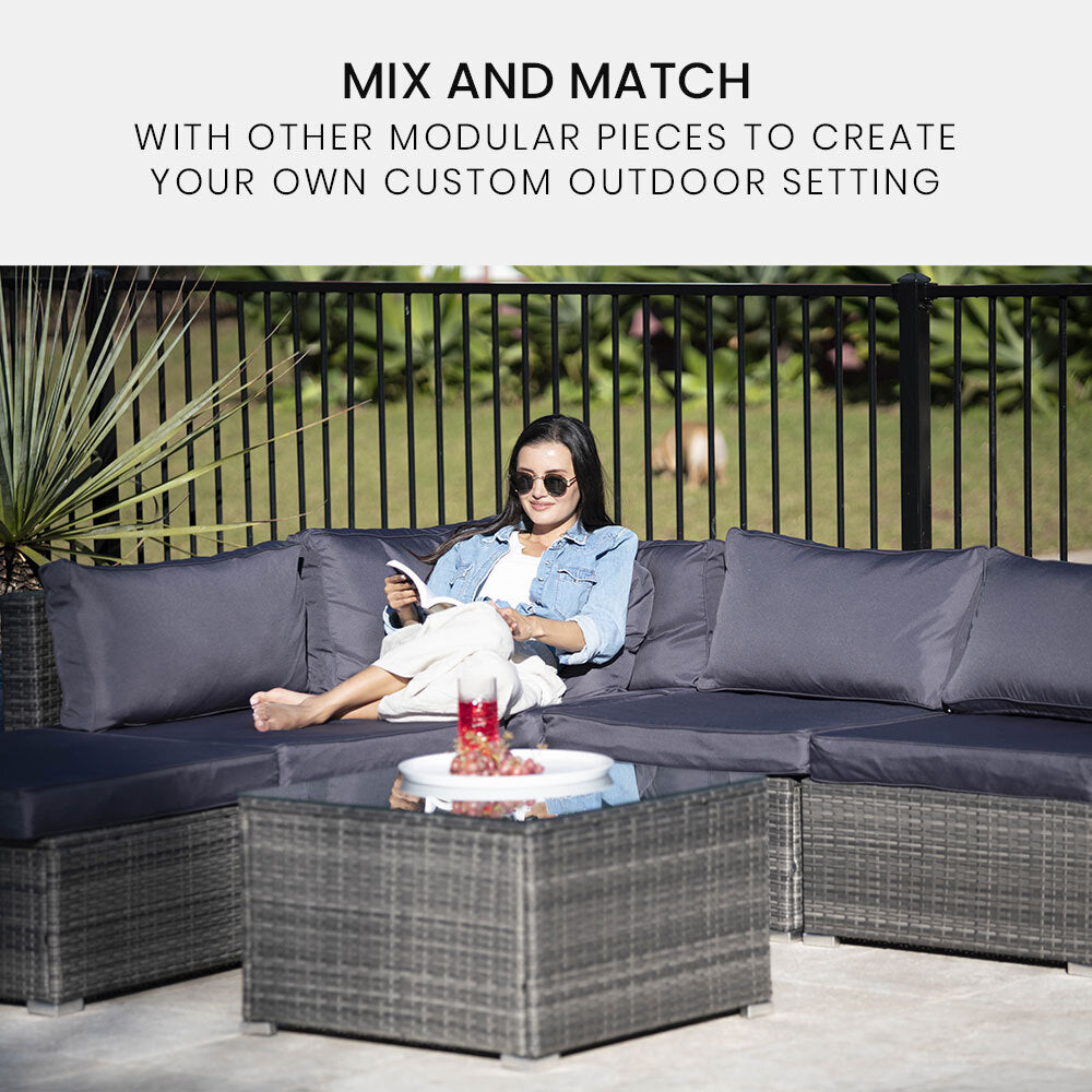 LONDON RATTAN 1 Piece Outdoor Wicker Coffee Table, Grey