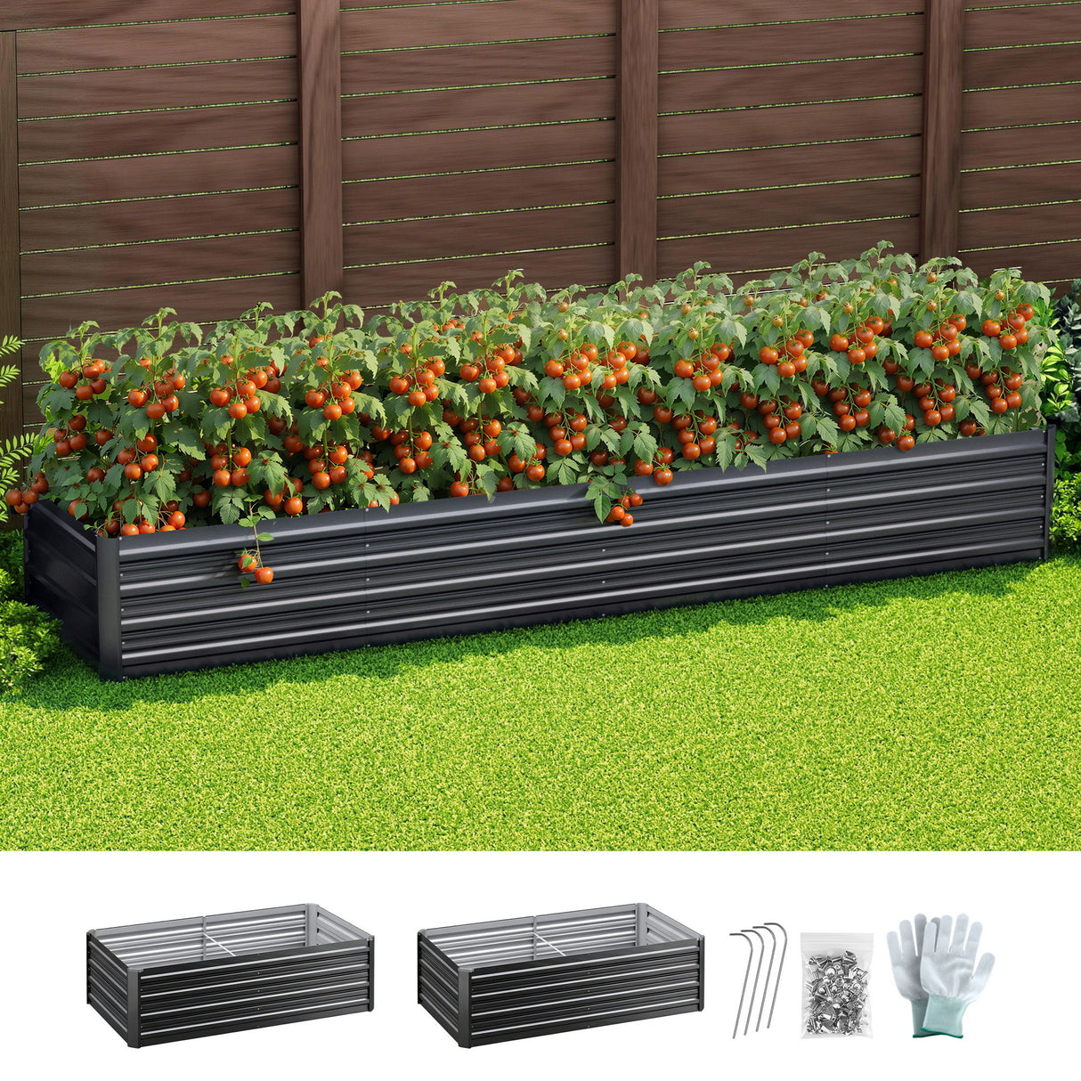 Green Fingers 2-in-1 Raised Garden Bed Kit Ergonomic 45cm Professional Depth 320cm Large Metal Planter Box | Easier Access Veggie Patch | Rust-Proof