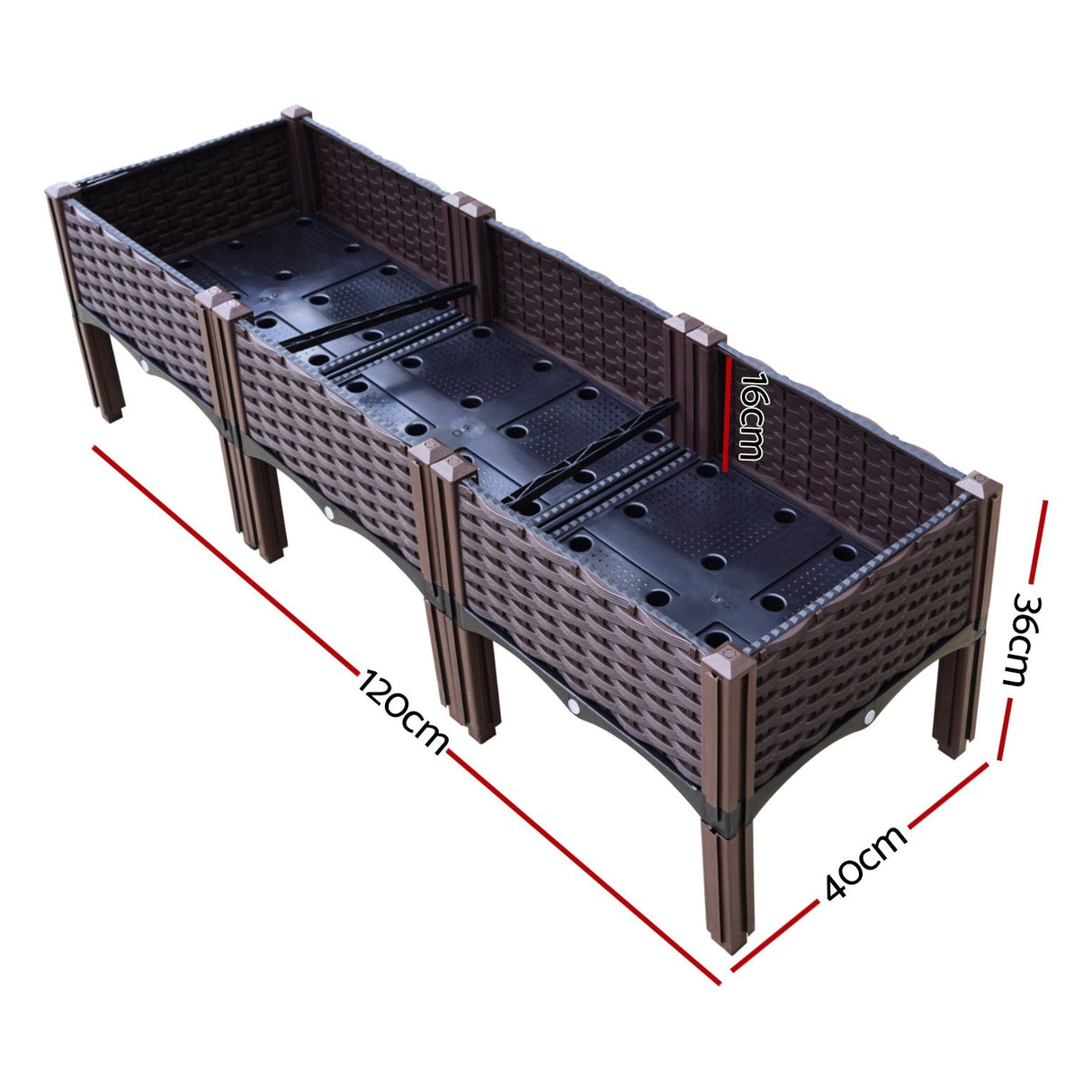 Green Fingers Garden Bed 120x40x36cm PP Planter Box Raised Container Growing Herb