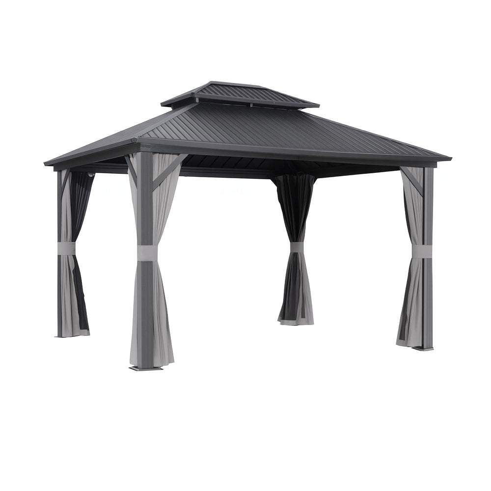 Instahut Gazebo 3x3.65m Canopy Outdoor Steel Frame Patio Tent Curtains Marquee Grey