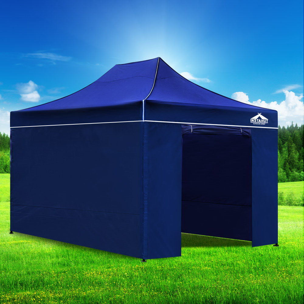 Instahut Gazebo 3x4.5 Pop Up Marquee Folding Tent Wedding Gazebos Camping Outdoor Shade Canopy Blue