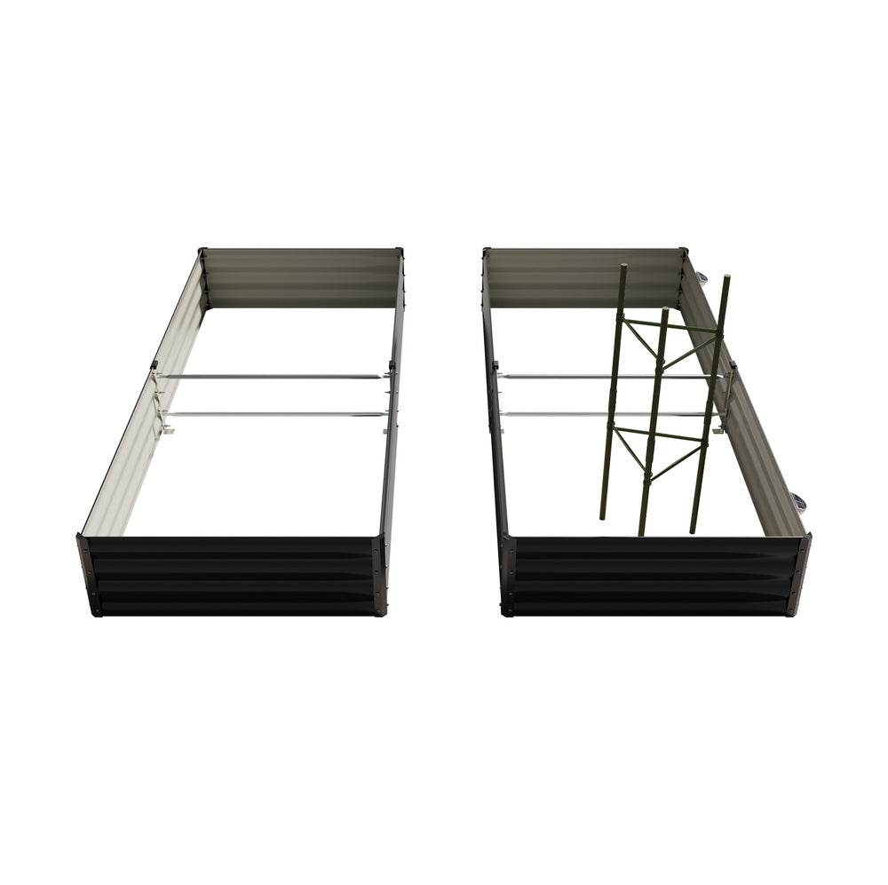 Livsip 2x Garden Bed 210x90x30cm LED Plant Stand Box Galvanise