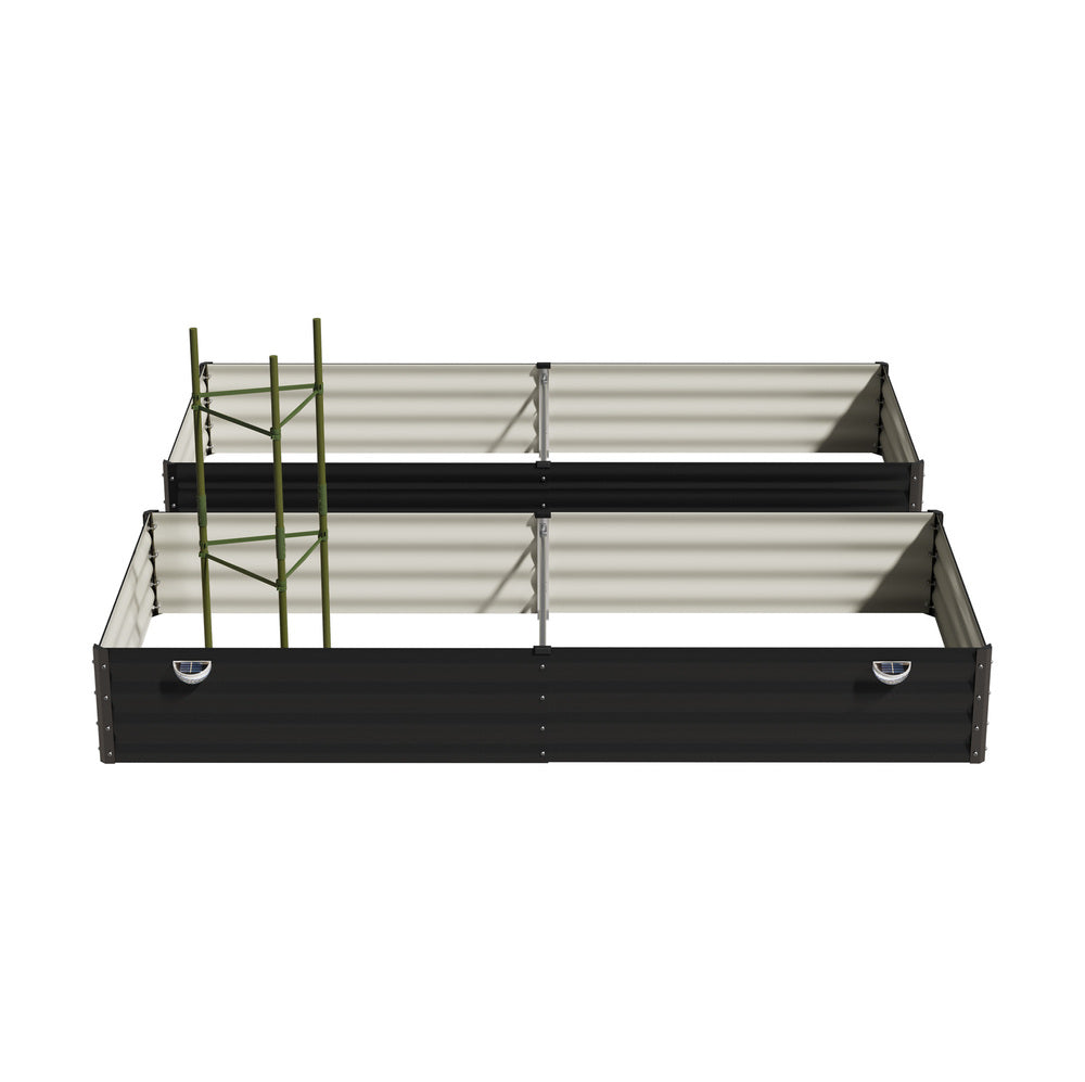 Livsip 4x Garden Bed 210x90x30cm LED Plant Stand Box Galvanise