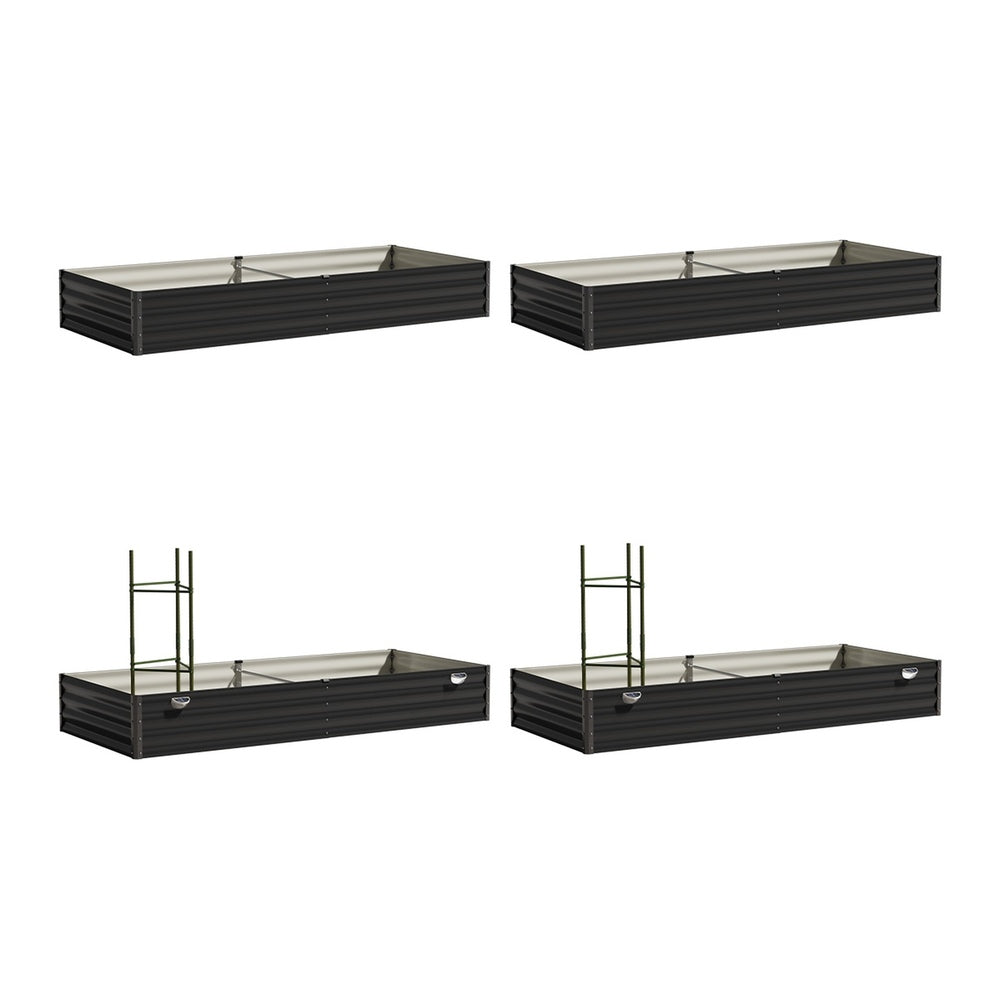 Livsip 4x Garden Bed 210x90x30cm LED Plant Stand Box Galvanise