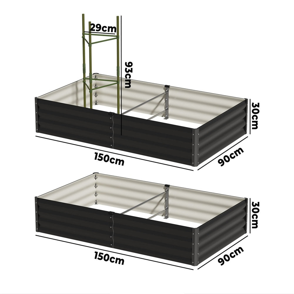 Livsip Garden Bed 290x90x30cm Planter Stand Box Galvanise