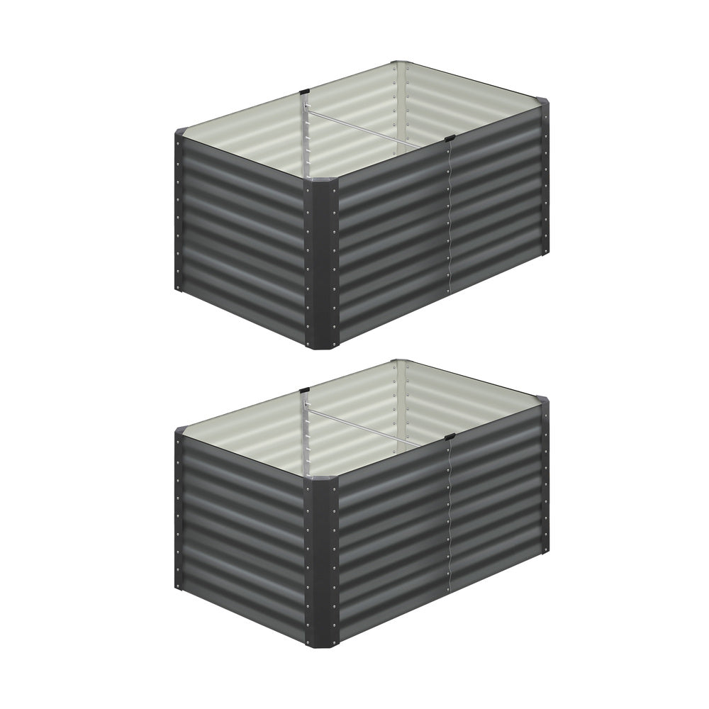 Livsip Garden Bed x 2 Galvanised Steel 120x80x73CM