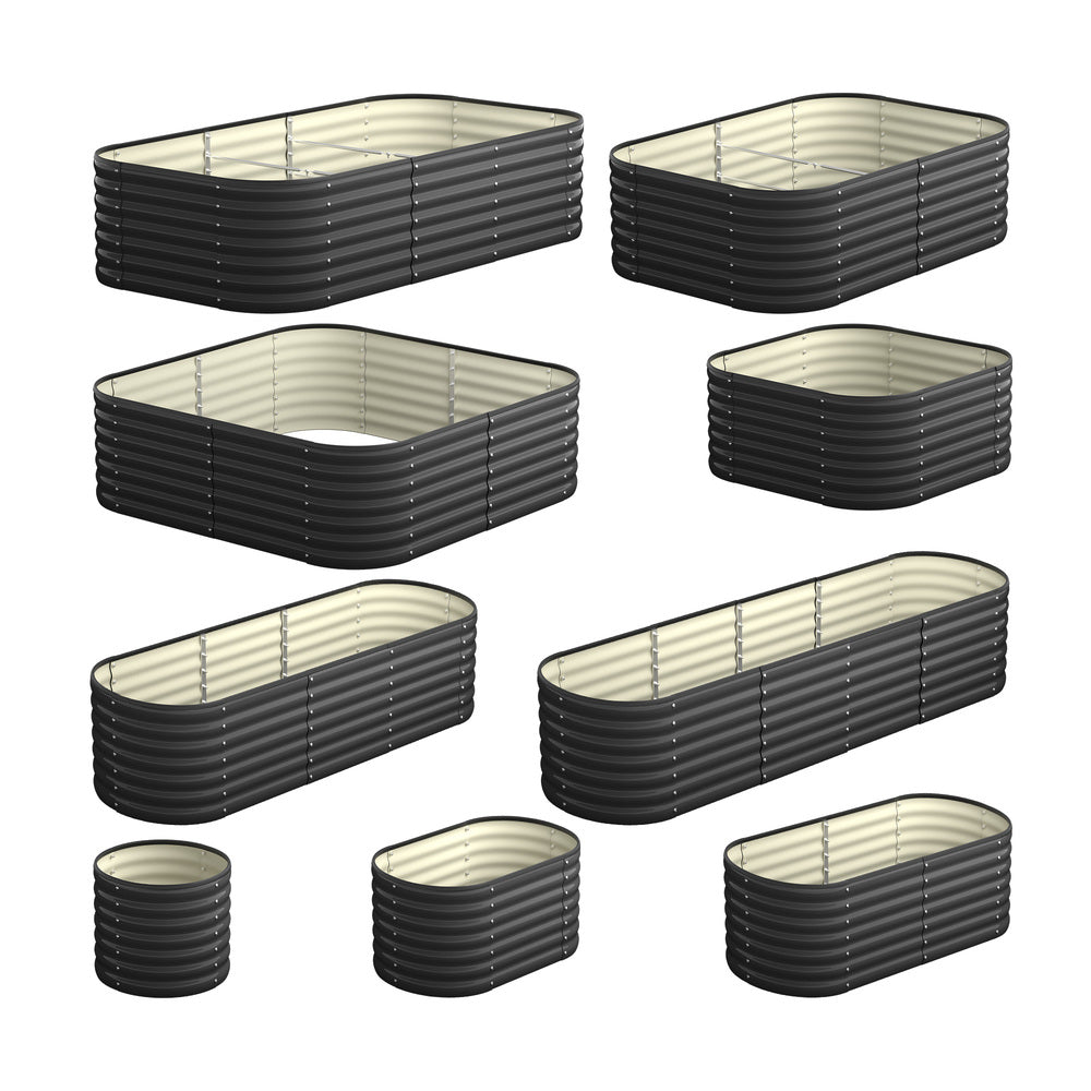 Livsip 9-IN-1 Raised Garden Bed Oval Galvanised Steel 56CM H