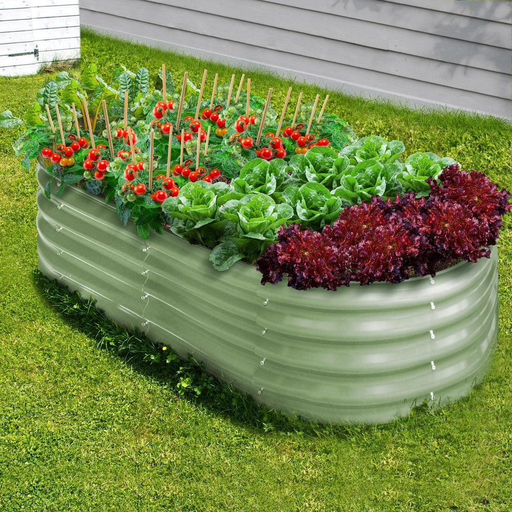 Livsip 2x Garden Bed 160x80x42cm Planter Box Raised Container Galvanised Green