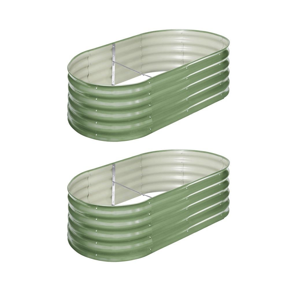 Livsip 2x Garden Bed 160x80x42cm Planter Box Raised Container Galvanised Green