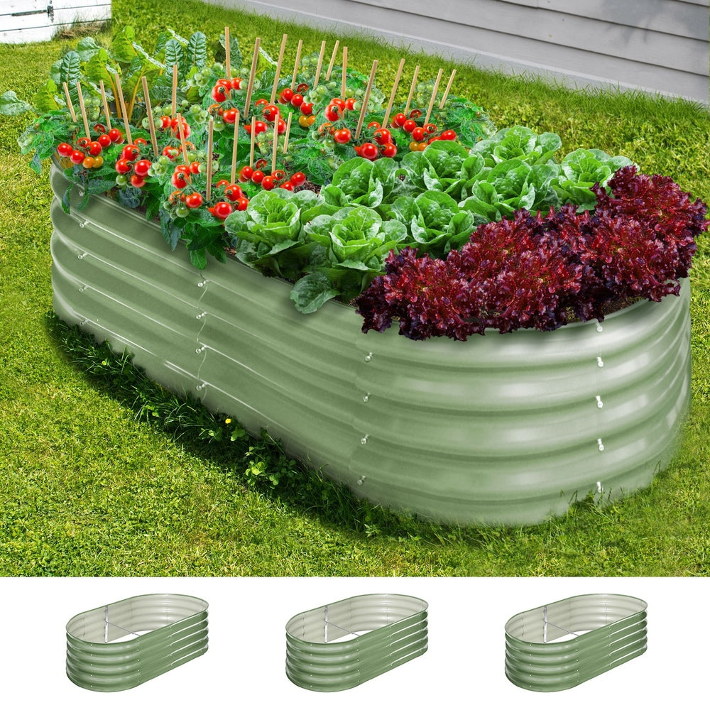 Livsip 3x Garden Bed 160x80x42cm Planter Box Raised Container Galvanised Green
