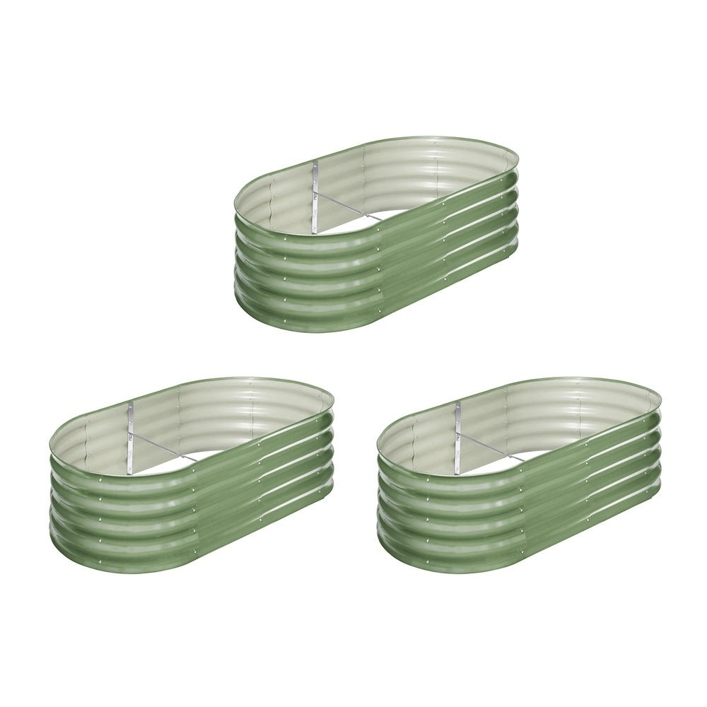 Livsip 3x Garden Bed 160x80x42cm Planter Box Raised Container Galvanised Green