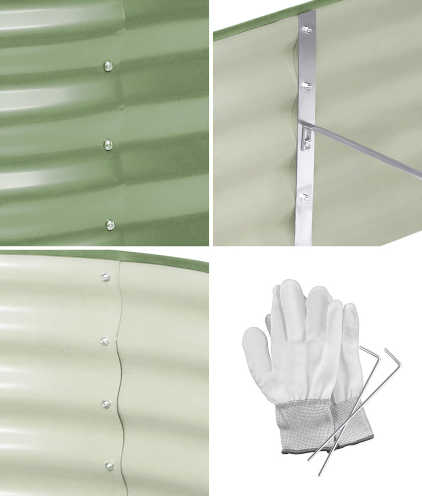 Livsip 3x Garden Bed 160x80x42cm Planter Box Raised Container Galvanised Green