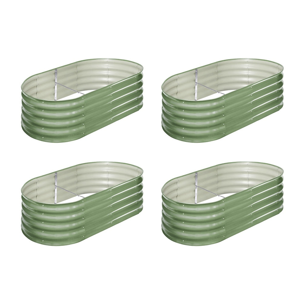 Livsip 4x Garden Bed 160x80x42cm Planter Box Raised Container Galvanised Green