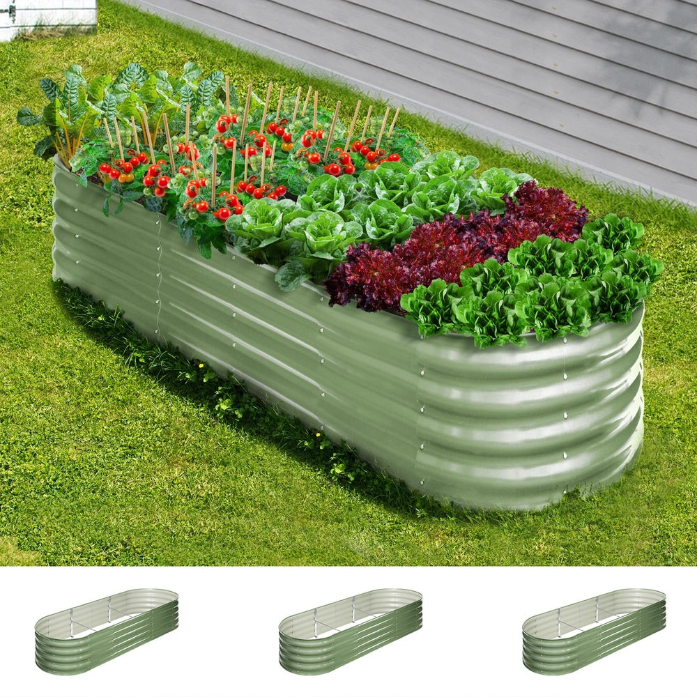Livsip 3x Garden Bed 240x80x42cm Planter Box Raised Container Galvanised Green