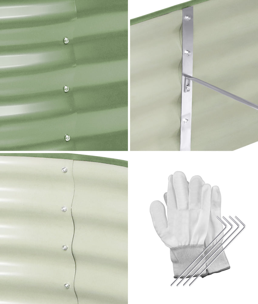 Livsip 3x Garden Bed 240x80x42cm Planter Box Raised Container Galvanised Green