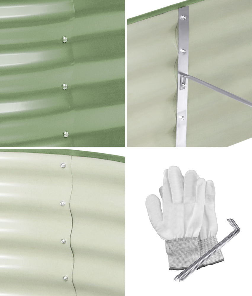 Livsip Garden Bed 320x80x42cm Planter Box Raised Container Galvanised Green