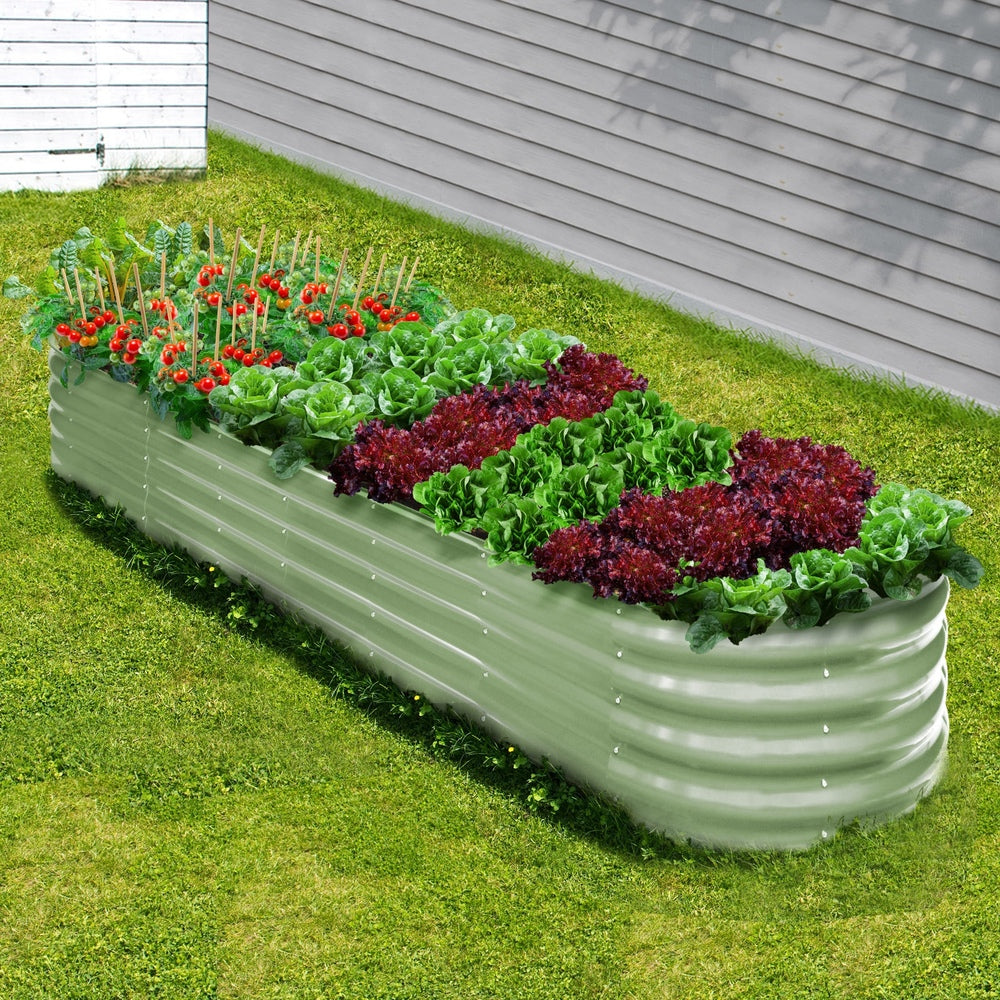 Livsip 2x Garden Bed 320x80x42cm Planter Box Raised Container Galvanised Green