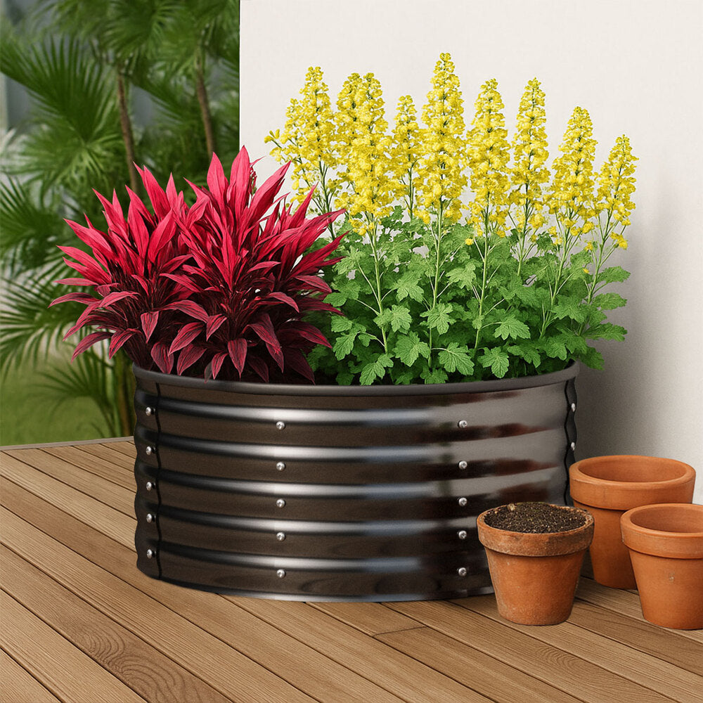 Livsip Garden Bed 90x45cm Galvanised Steel Round
