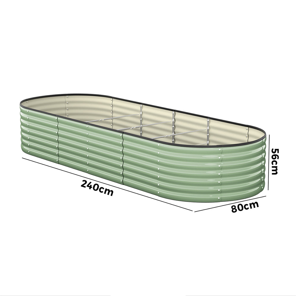 Livsip Garden Bed 240x80x56cm Planter Box Raised Container Galvanised Green