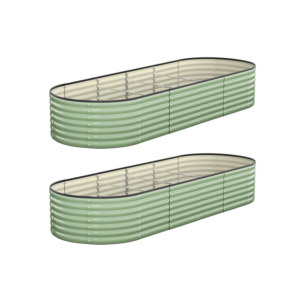 Livsip 2x Garden Bed 240x80x56cm Planter Box Raised Container Galvanised Green