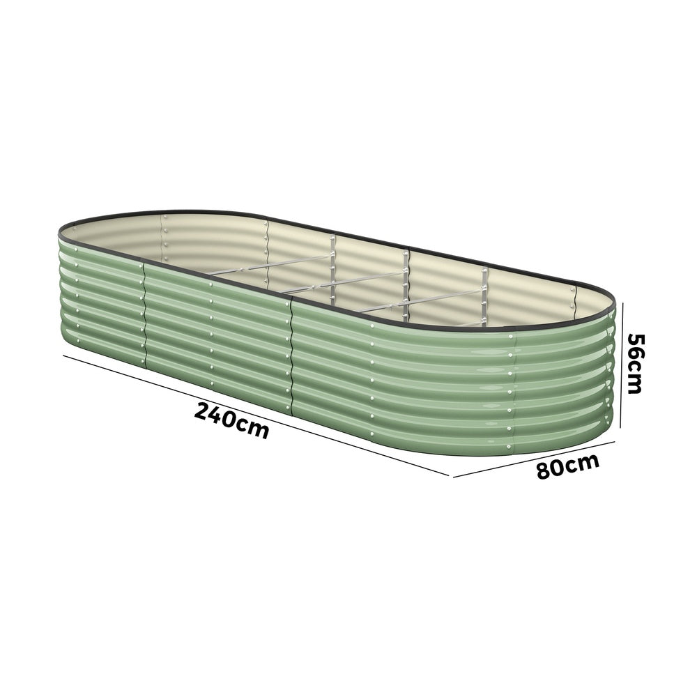 Livsip 3x Garden Bed 240x80x56cm Planter Box Raised Container Galvanised Green