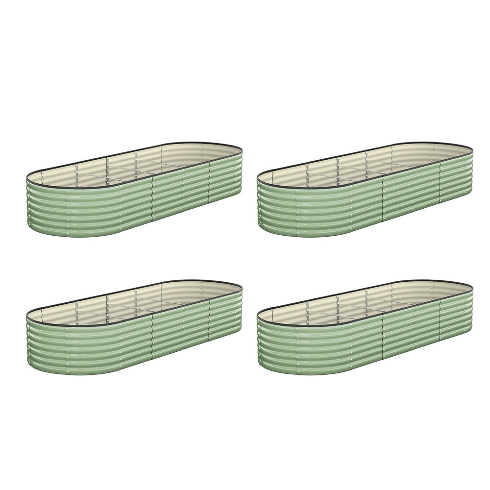Livsip 4x Garden Bed 240x80x56cm Planter Box Raised Container Galvanised Green