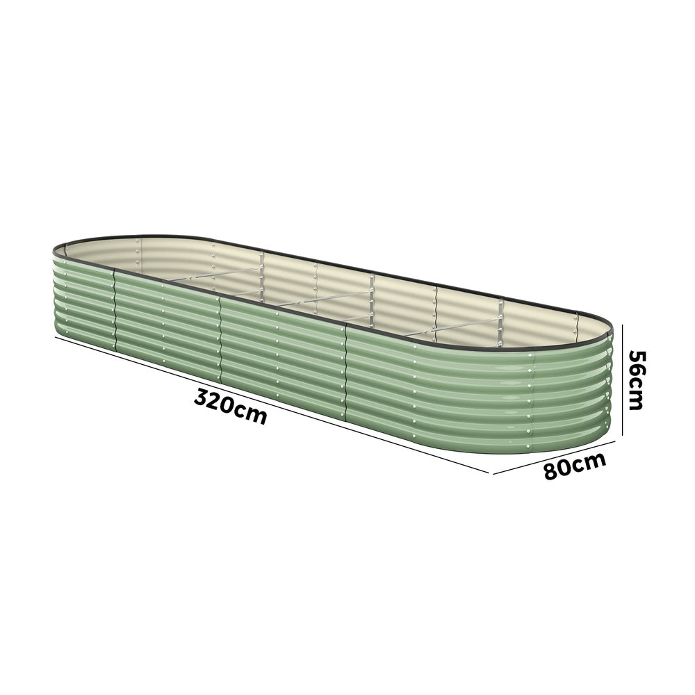 Livsip 3x Garden Bed 320x80x56cm Planter Box Raised Container Galvanised Green