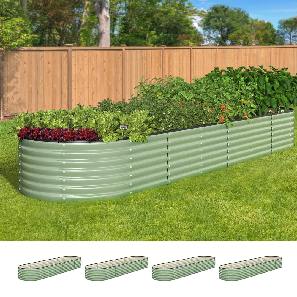 Livsip 4x Garden Bed 320x80x56cm Planter Box Raised Container Galvanised Green