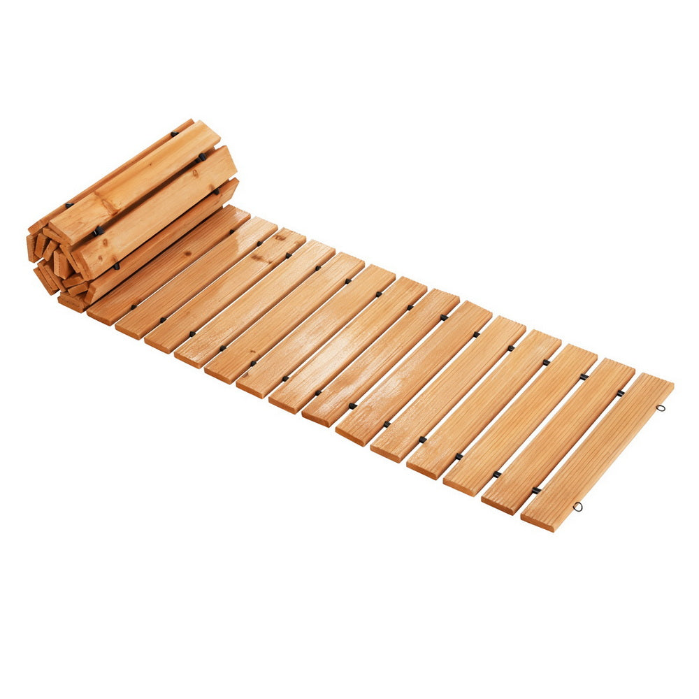 Gardeon 8FT Wooden Garden Pathway Roll-Out Straight Walkway Outdoor Backyard Brown