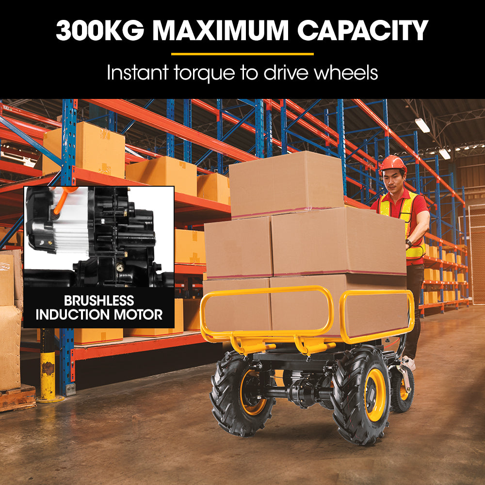 BAUMR-AG 40V Battery Powered Material Handling Dumper Wheelbarrow Motorised Electric, 300kg Capacity