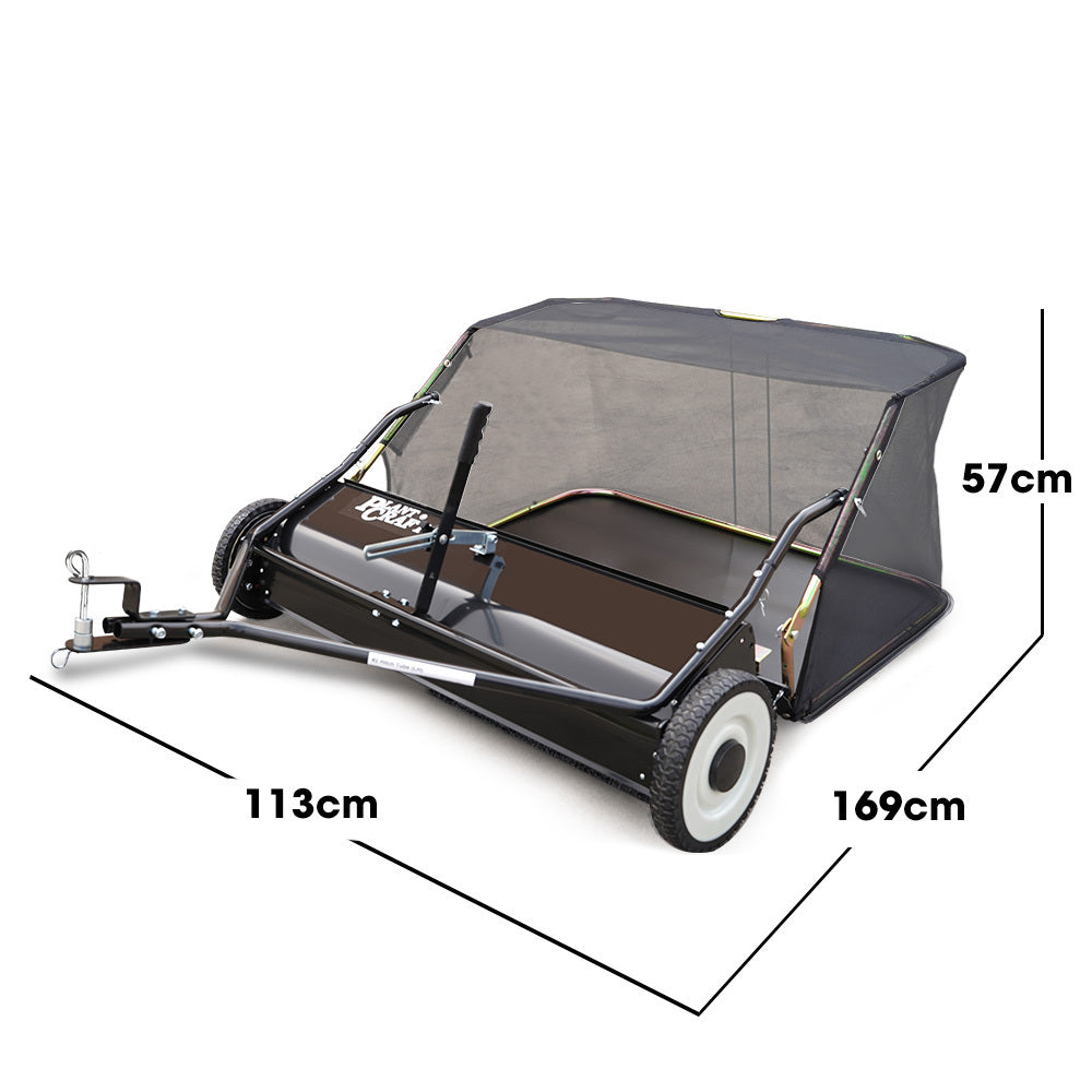 PLANTCRAFT Lawn Sweeper 38' Wide, Tow Behind Leaf and Grass Clipping Collector, Universal Hitch for