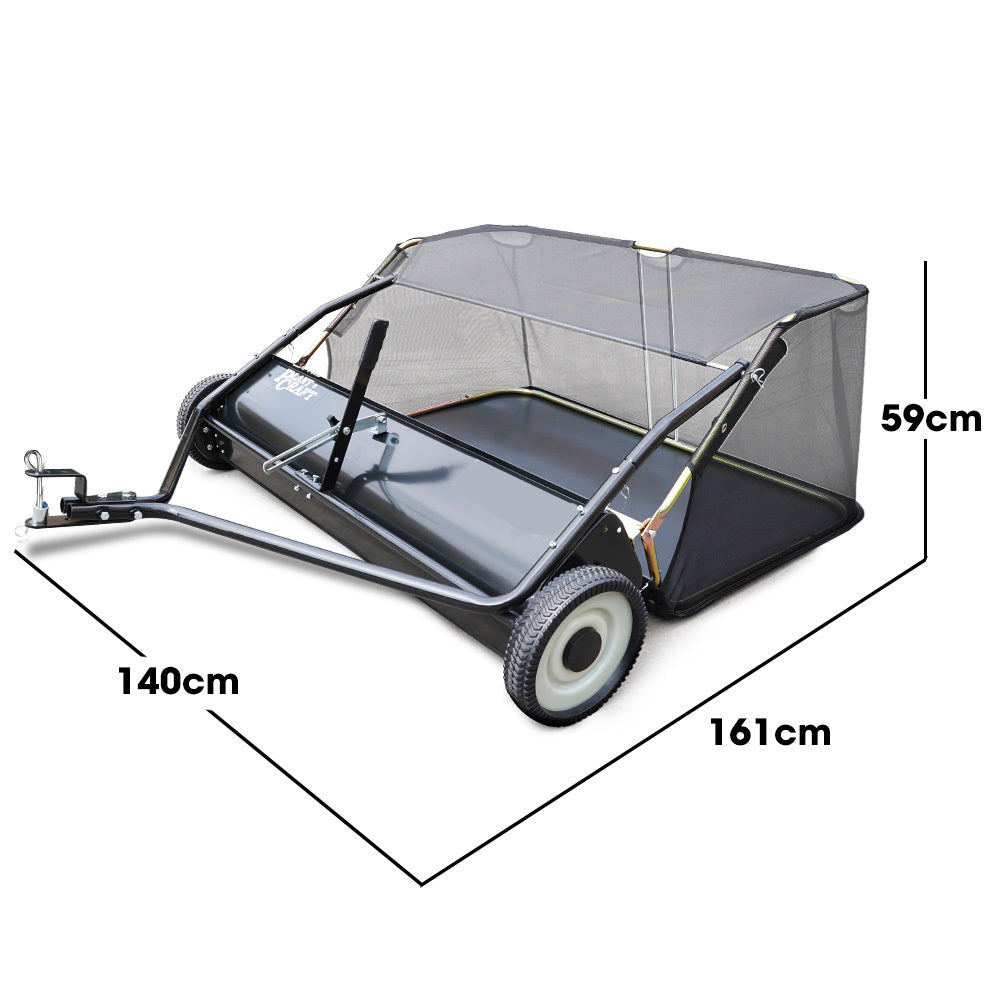 PLANTCRAFT Lawn Sweeper 48' Wide, Tow Behind Leaf and Grass Clipping Collector, Universal Hitch for Ride on Mower, Garden Tractor