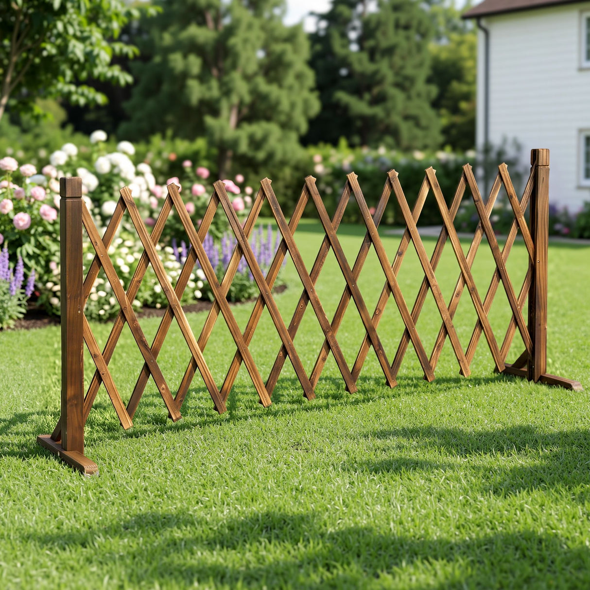 Gardeon Garden Fences Expandable Wooden Trellis Fence Plant Frame 200cm Brown