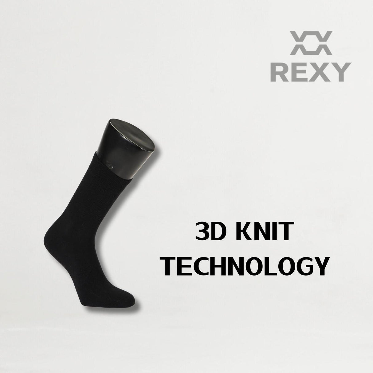 5X Medium 3D Seamless Crew Socks - BLACK