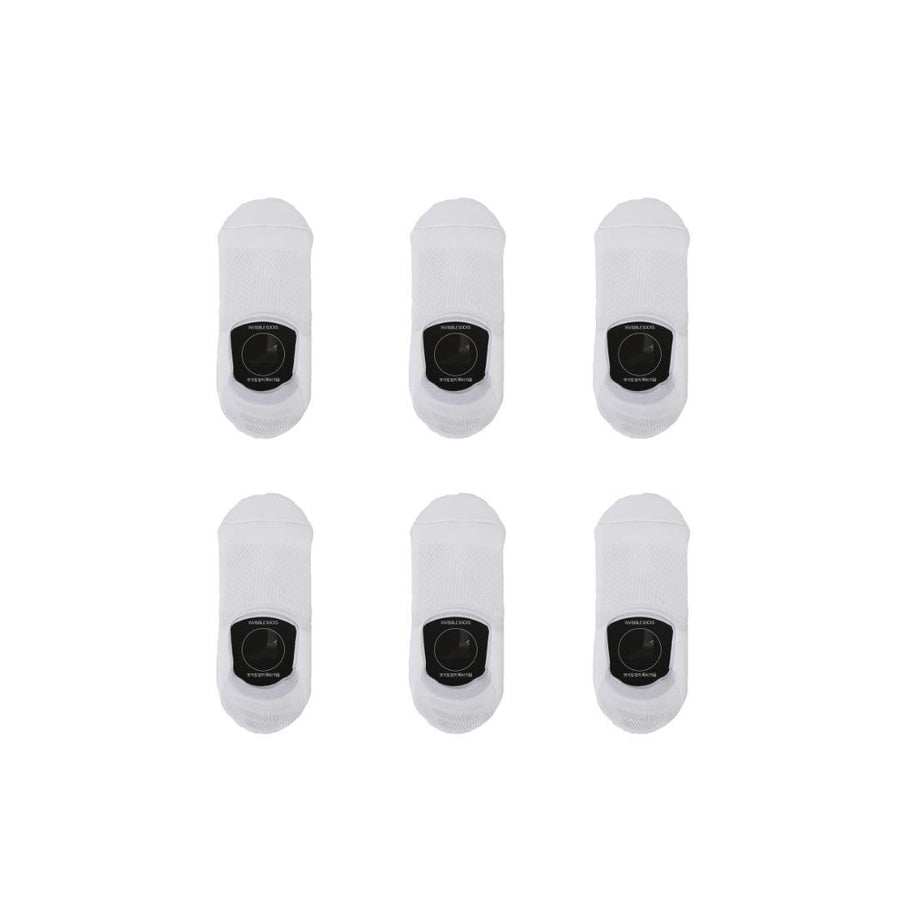 6X Small Cushion No Show Socks - WHITE