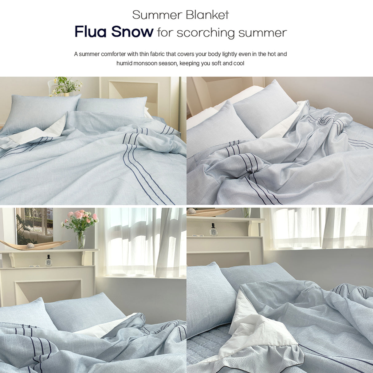 Flua Snow Comforter Set Double - BLUE