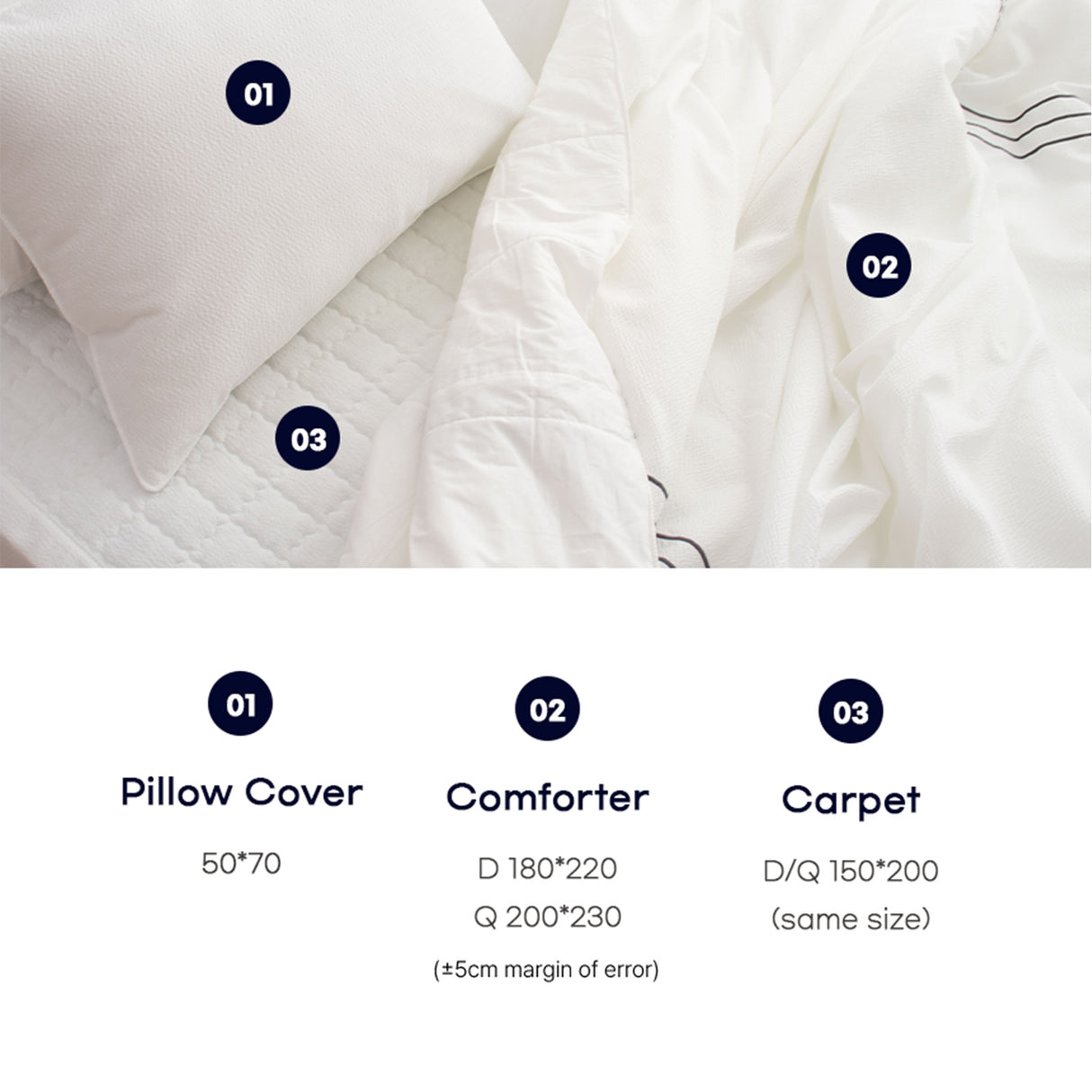 Flua Snow Comforter Set Double - WHITE