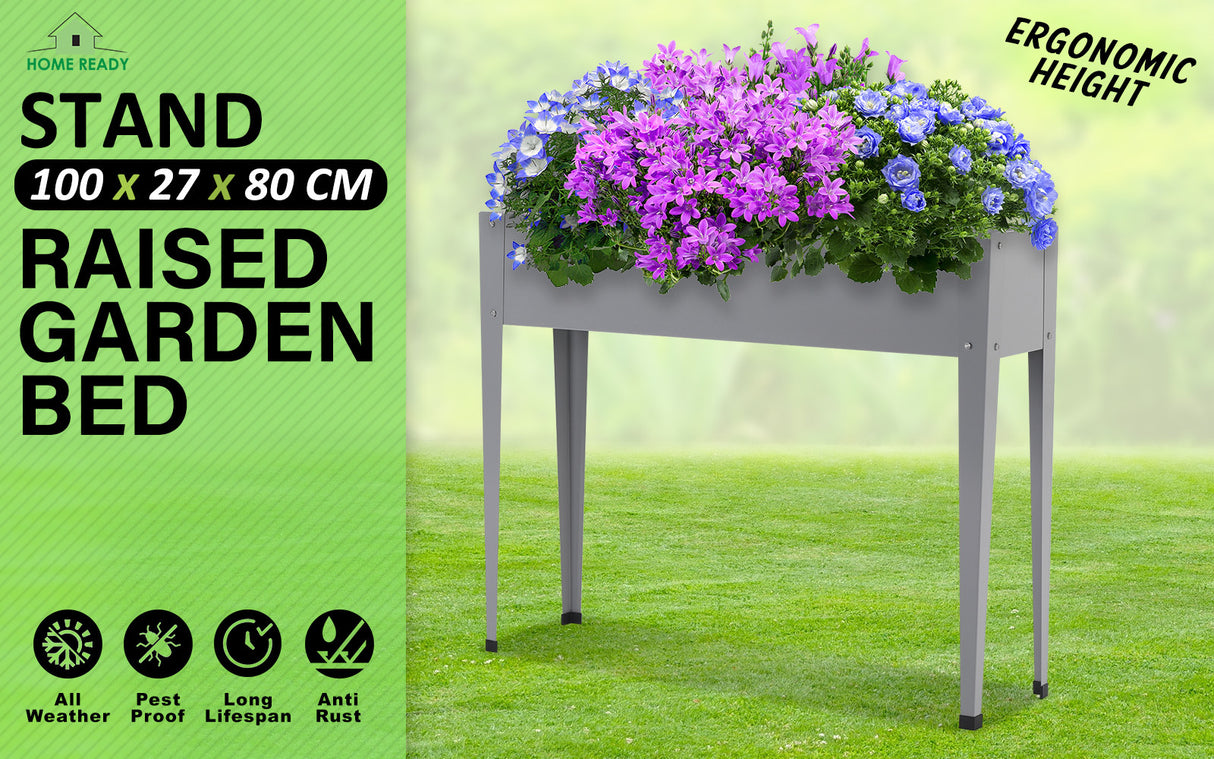 Raised Garden Bed With Stand 100 x 27 x 80cm - GREY