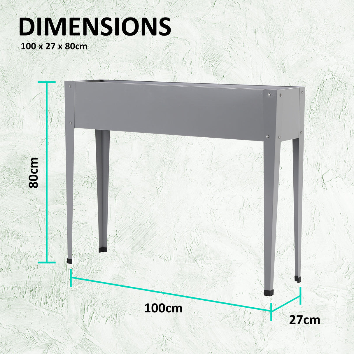 2X Raised Garden Bed With Stand 100 x 27 x 80cm - GREY